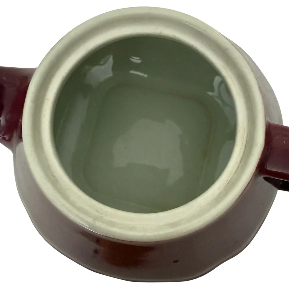 Vintage Hall Baltimore Teapot Ceramic Burgundy Maroon Red Art Deco Made in USA